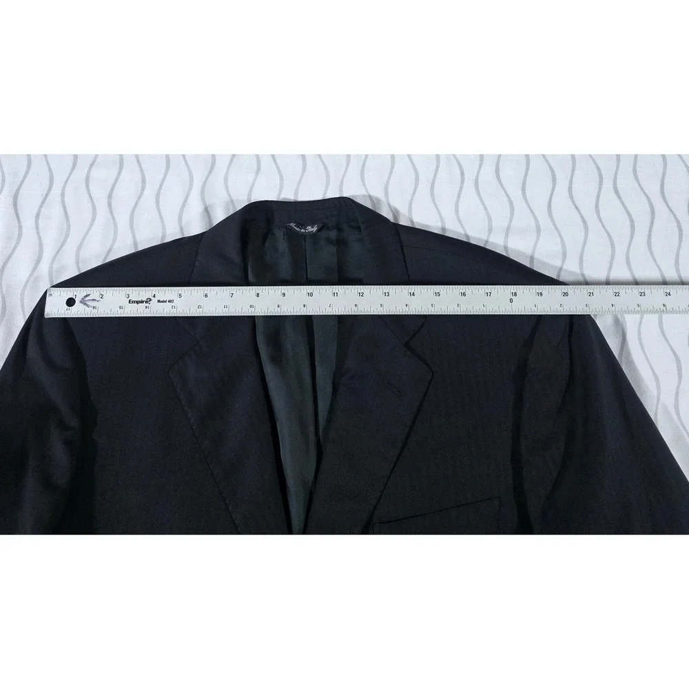 Ermenegildo Zegna Trofeo Navy Blue Herringbone Wool Sport Coat Blazer Italy 46R